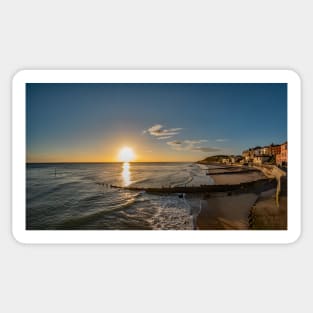 Fisheye view over Cromer beach and the promenade at sunrise Sticker